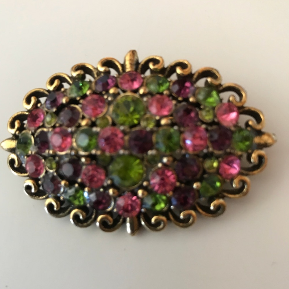 Vintage pin pink and green